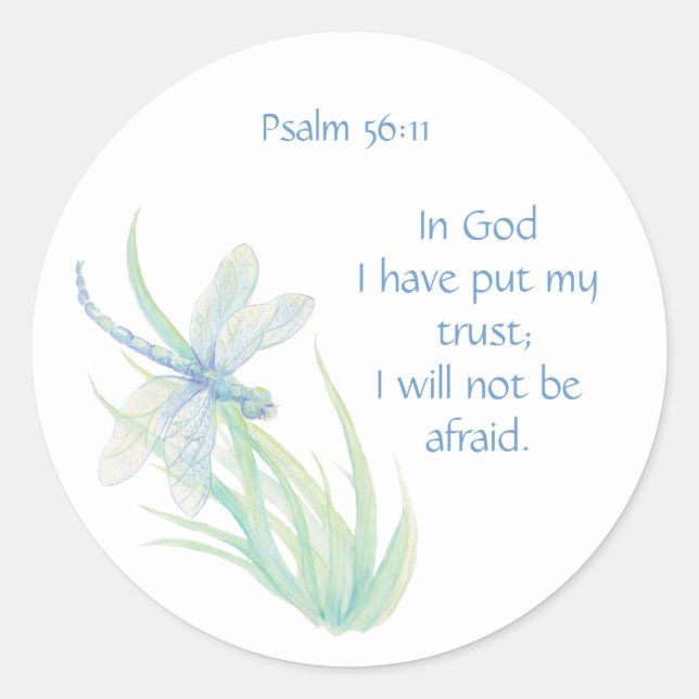Bible Scripture Psalm 56:11 Not be Afraid Quote Classic Round Sticker (Front)