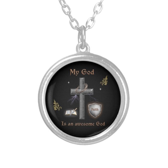 Bible Scripture Silver Plated Necklace (Front)