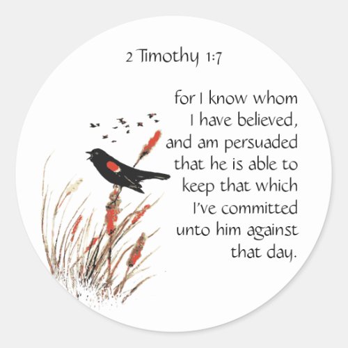 Bible Scripture verse 2 Timothy 112 Bird Classic Round Sticker