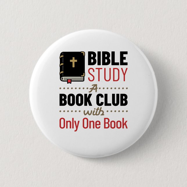 Bible Study Christian Religion Church One Book Button (Front)