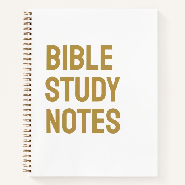 Bible Study Notes – White & Gold Spiral Notebook (Front)