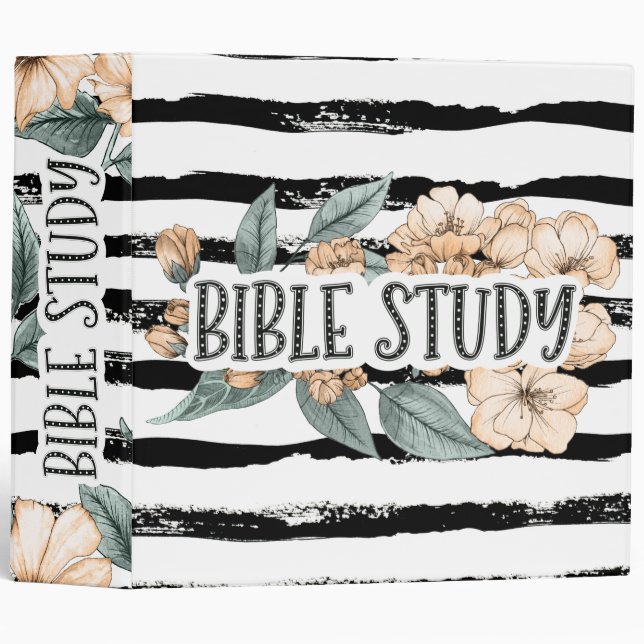Bible Study Pink Ink Flower 3 Ring Binder (Front/Spine)