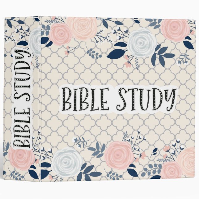 Bible Study soft  brown latte color Flower 3 Ring Binder (Front/Spine)
