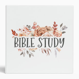 Bible Study soft brown latte color Flower 3 Ring Binder