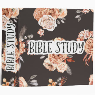 Bible Study soft brown latte color Flower 3 Ring Binder