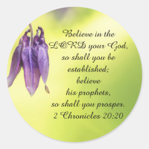 Bible Text 2 Chronicles 20:20 Classic Round Sticker
