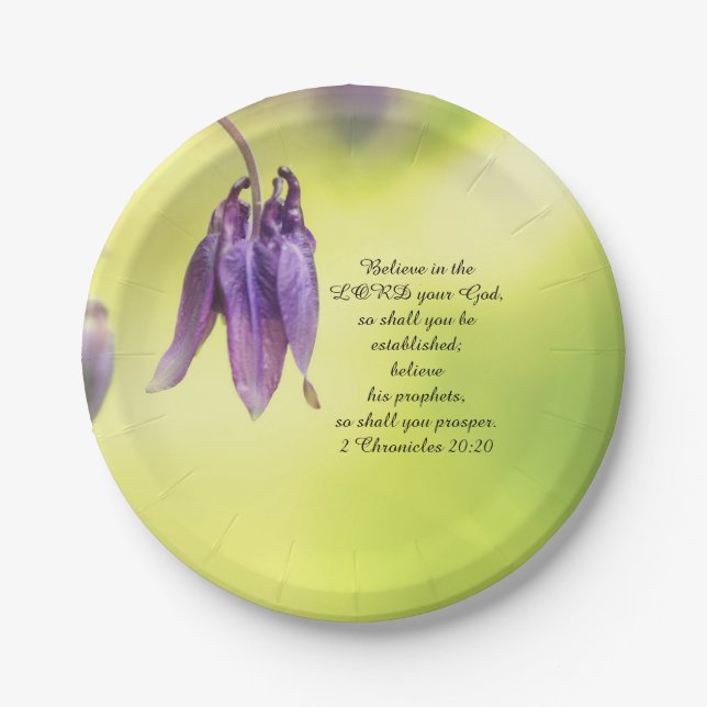 Bible Text 2 Chronicles 20:20 Paper Plates (Front)