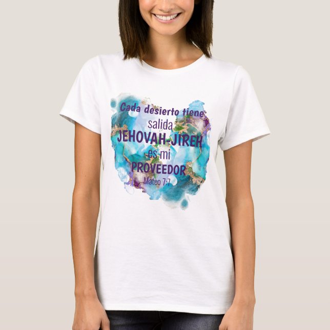 Bible Text Quote Marble Blue Purple Gold T-Shirt (Front)
