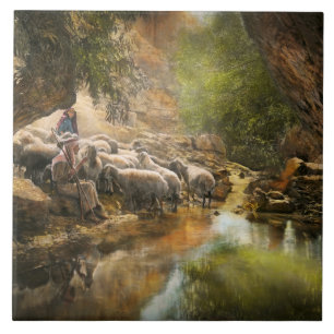 Bible - The Lord is my shepherd - 1910 Ceramic Tile