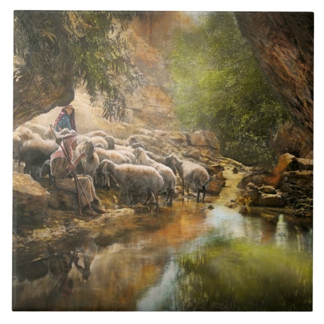 Bible - The Lord is my shepherd - 1910 Ceramic Tile (Front)