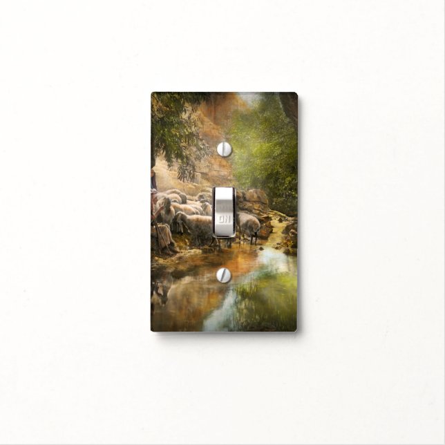 Bible - The Lord is my shepherd - 1910 Light Switch Cover (In Situ)