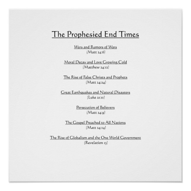 BIBLE: The Prophesied End Times Poster (Front)