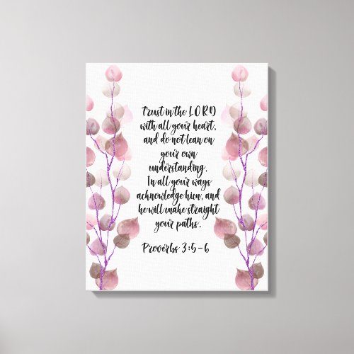 Bible verse 16x20 purple branch Stratched  Canvas Print