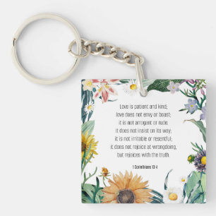 Bible verse, 1 Corinthians 13:4, Keychain