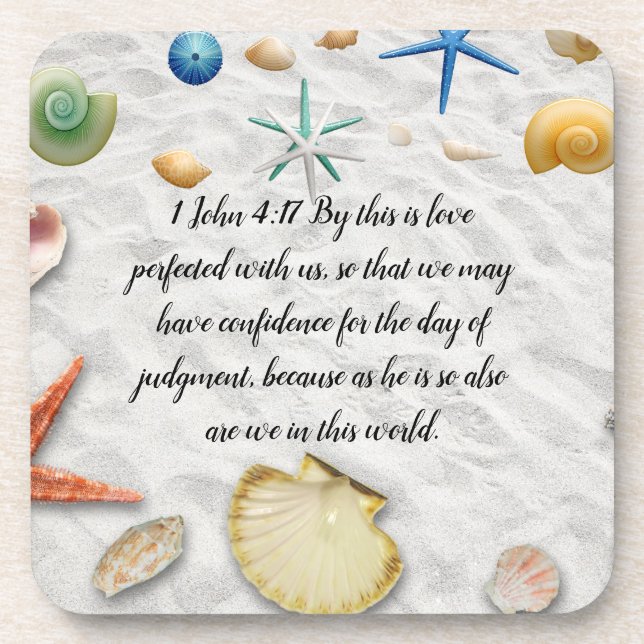 Bible Verse 1 John 4:17  Beverage Coaster (Front)