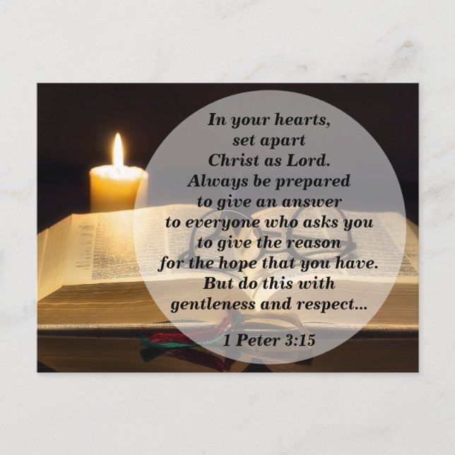 Bible Verse 1 Peter 3:15 Set Apart Christ as Lord Postcard (Front)