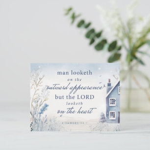 Bible Verse 1 Samuel 16:7 Blue Watercolour Postcard