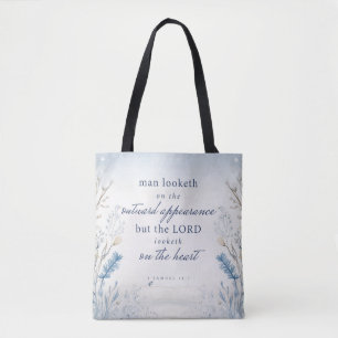 Bible Verse 1 Samuel 16:7   Christian Tote Bag