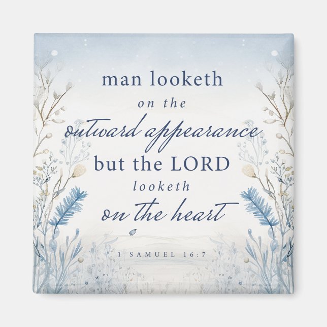 Bible Verse 1 Samuel 16:7 Watercolour Kitchen Magnet (Front)