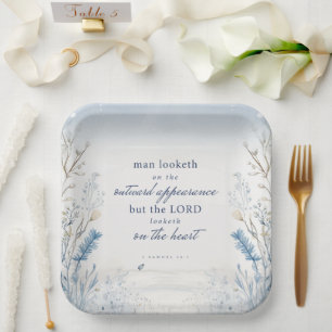 Bible Verse 1 Samuel 16:7 Watercolour Paper Plates
