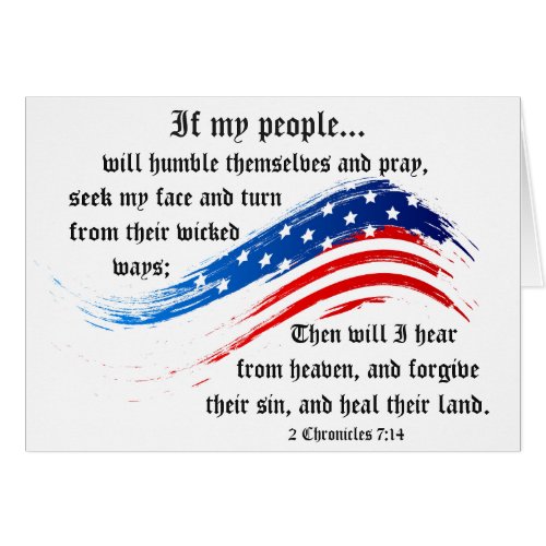 Bible Verse 2 Chronicles 714 USA Flag Card