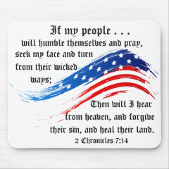 Bible Verse 2 Chronicles 7:14, USA Flag Mousepad