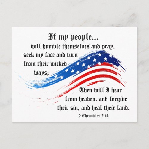 Bible Verse 2 Chronicles 714 USA Flag Postcard