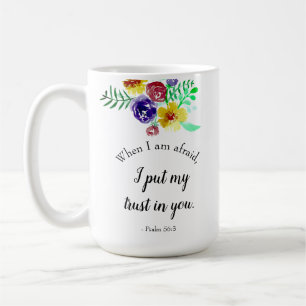 Bible verse about fear Watercolor Flowers Faith Coffee Mug