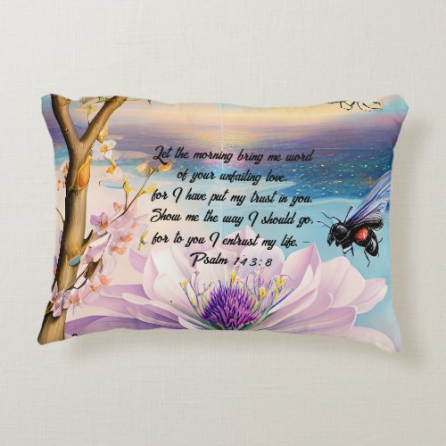Bible Verse about Love soothing flowers design Accent Pillow