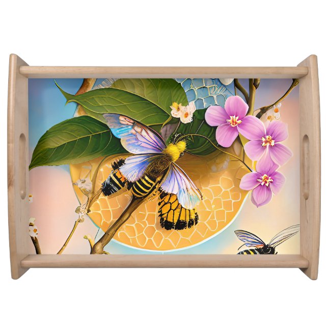 Bible Verse about Love soothing flowers design Serving Tray (Front)