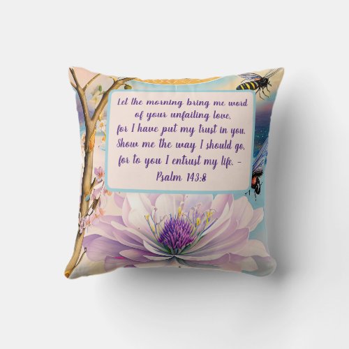 Bible Verse about Love soothing flowers design Throw Pillow