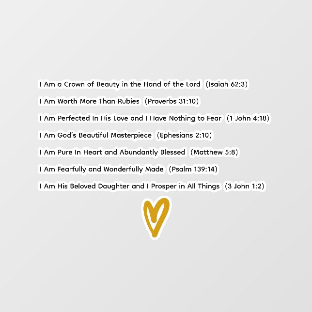 Bible Verse Affirmations for the Christian Woman Wall Decal (Front)