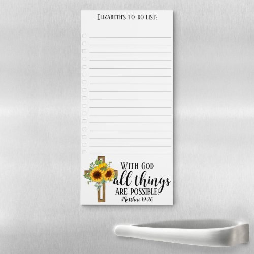 Bible Verse All Things Possible Cross To Do List Magnetic Notepad