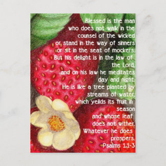Bible verse and strawberry postcard