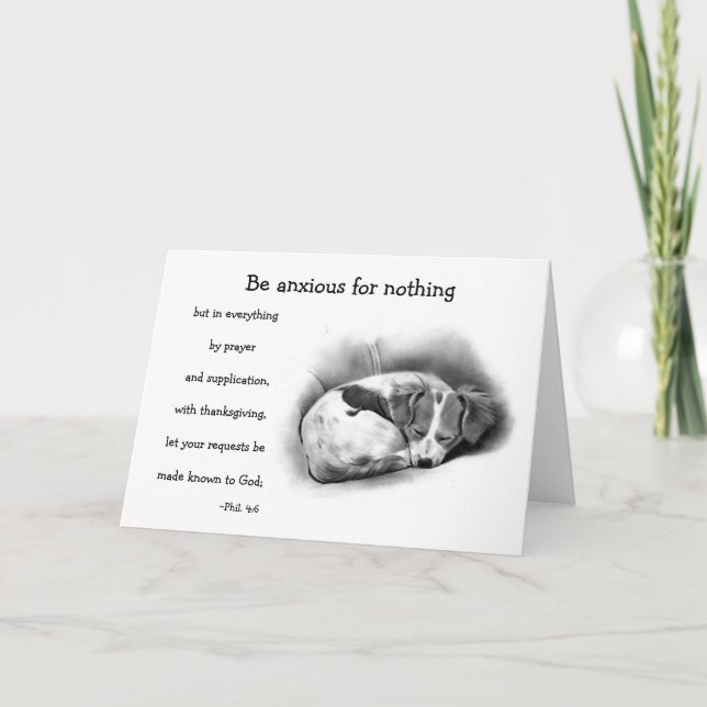 BIBLE VERSE, ANXIETY, COMFORT: PENCIL ART:puppy Holiday Card (Front)