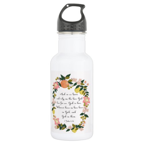 Bible Verse Art _ 1 John 416 Stainless Steel Water Bottle