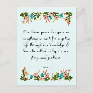 Bible Verse Art - 2 Peter 1:3 Postcard