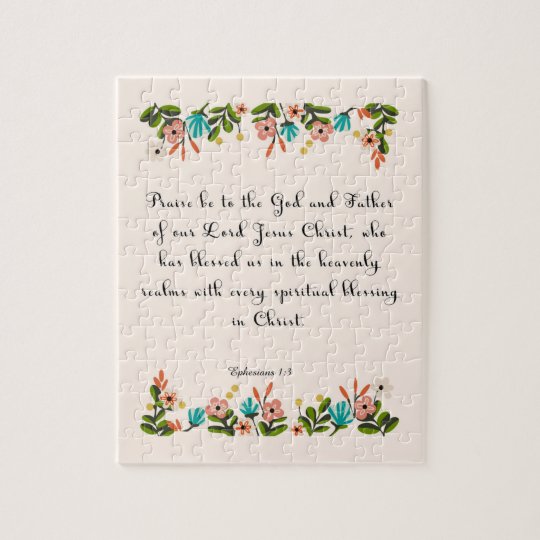 Bible Verse Art - Ephesians 1:3 Jigsaw Puzzle | Zazzle.com