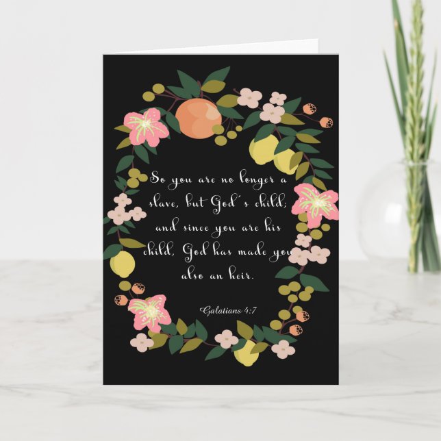 Bible Verse Art - Galatians 4:7 Holiday Card (Front)