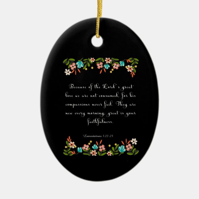 Bible Verse Art - Lamentation 3:22-23 Ceramic Ornament (Front)