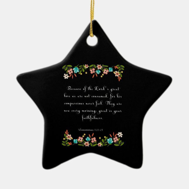 Bible Verse Art - Lamentation 3:22-23 Ceramic Ornament (Front)