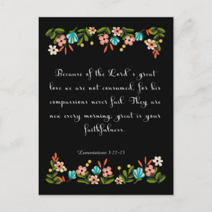 Bible Verse Art - Lamentation 3:22-23 Postcard