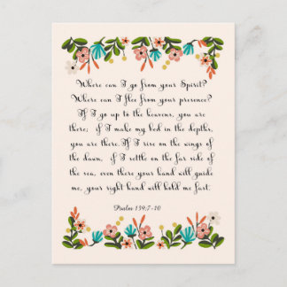 Bible Verse Art - Psalm 139:7-10 Postcard