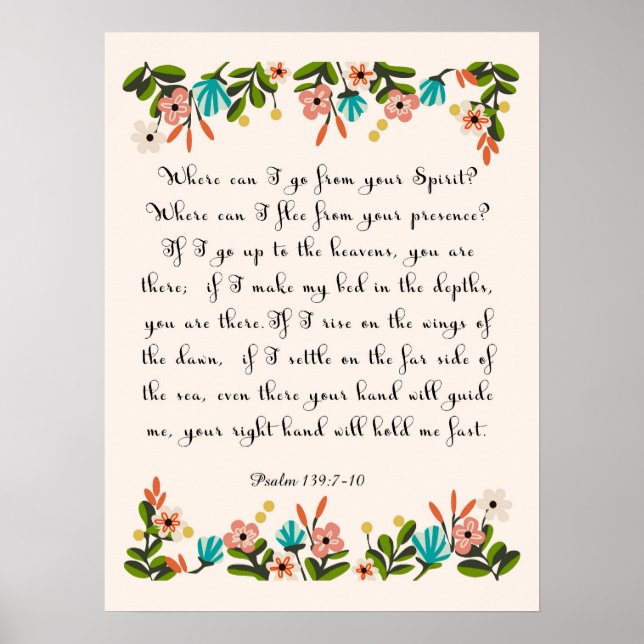 Bible Verse Art - Psalm 139:7-10 Poster (Front)