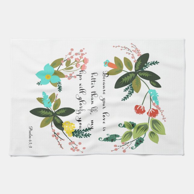 Bible Verse Art - Psalm 63:3 Kitchen Towel (Horizontal)