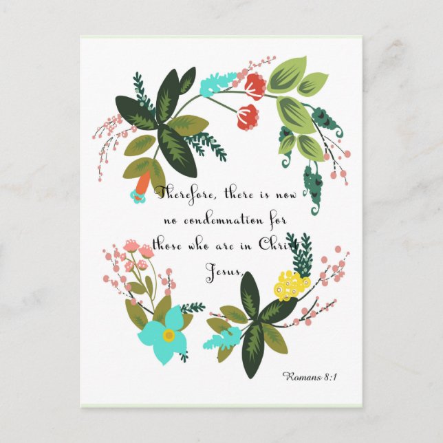Bible Verse Art -  Romans 8:1 Postcard (Front)