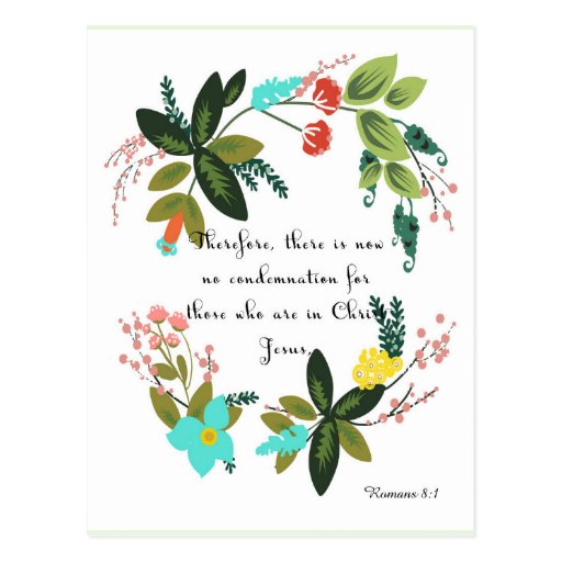 Bible Verse Art - Romans 8:1 Postcard | Zazzle