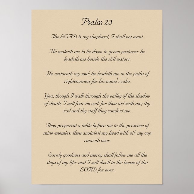 Bible Verse Artwork, Psalm 23 Poster (Front)