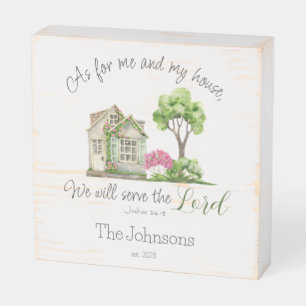 Bible Verse As For Me and My House Typography Wooden Box Sign