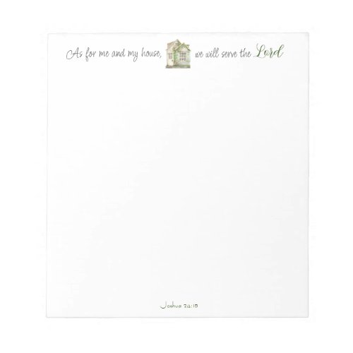 Bible Verse As For Me and My House Watercolor Notepad